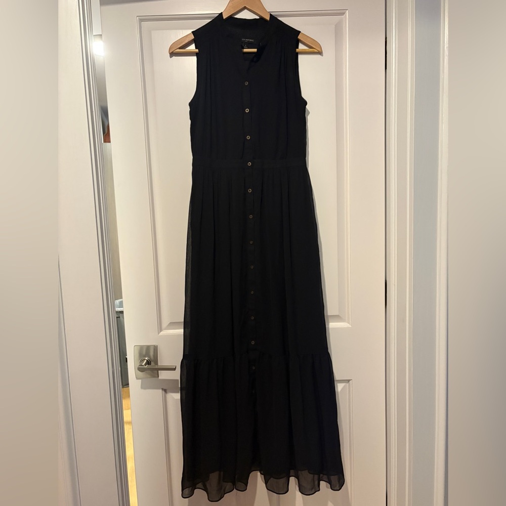 Banana Republic Black Button-Down Maxi Dress Size 0